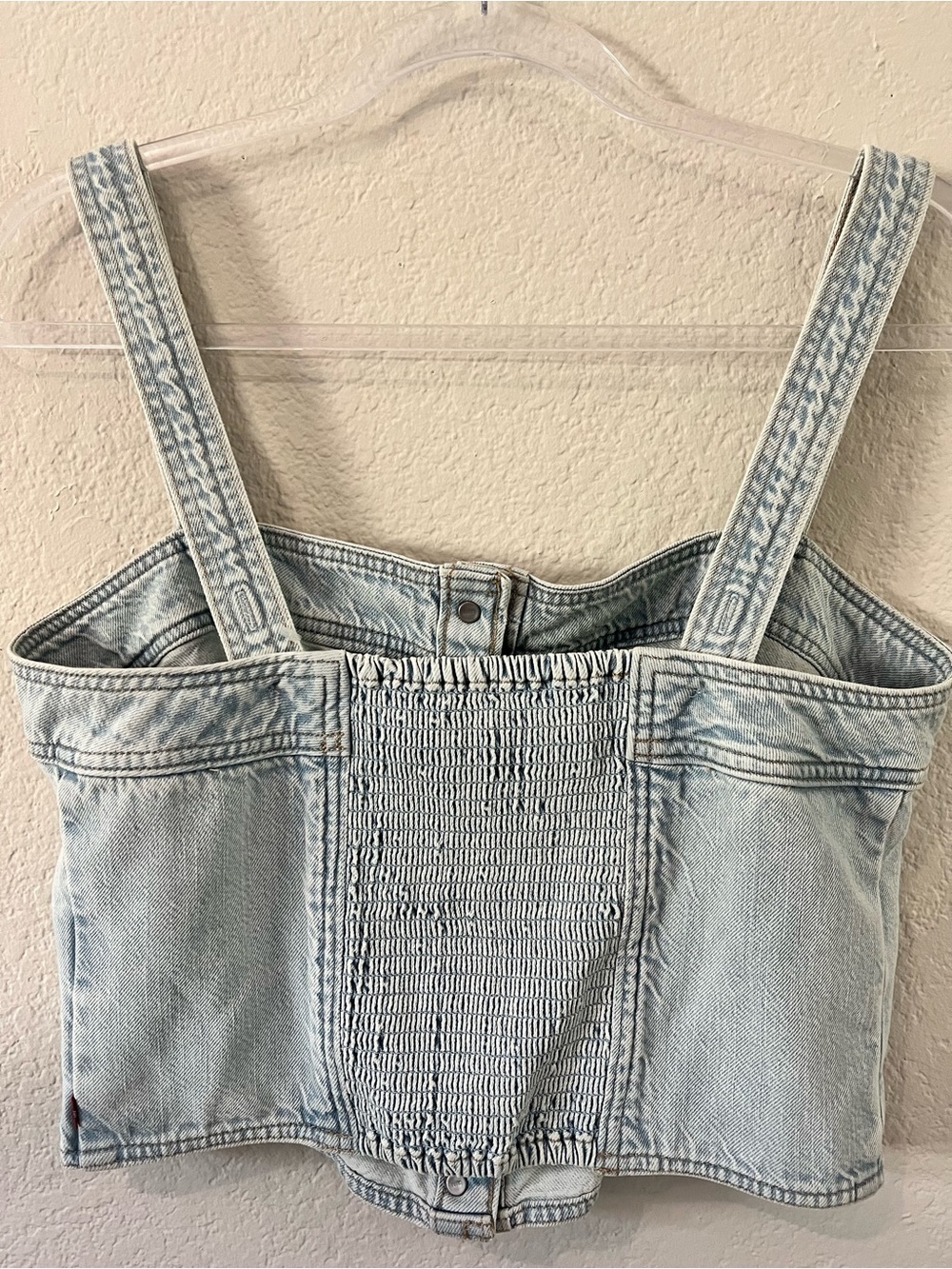 Levi’s Denim Corset Tank Top L NWT Light Wash Button Front Cropped Bustier - Picture 3 of 9